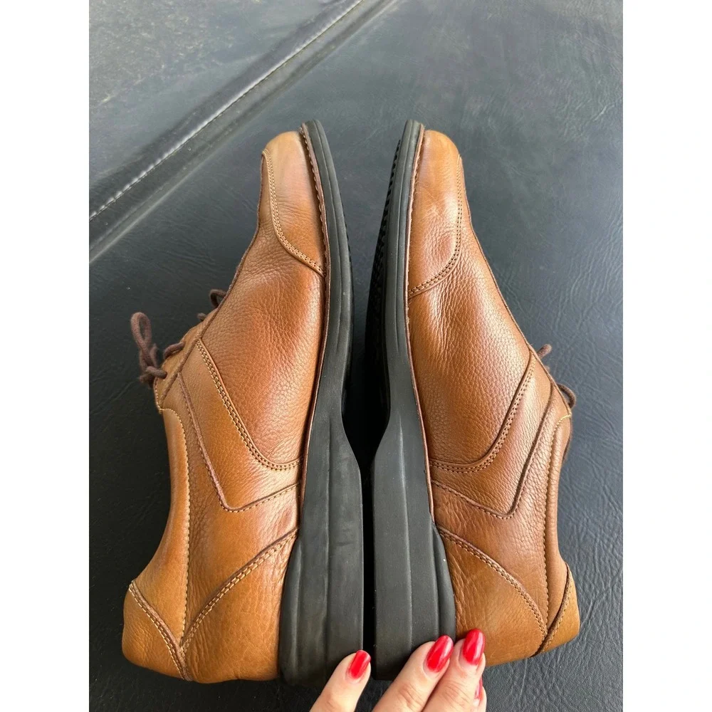 Johnston & Murphy Mens Tan Leather Bicycle Toe Oxfords Dress‎ Shoes 11.5 M 07231